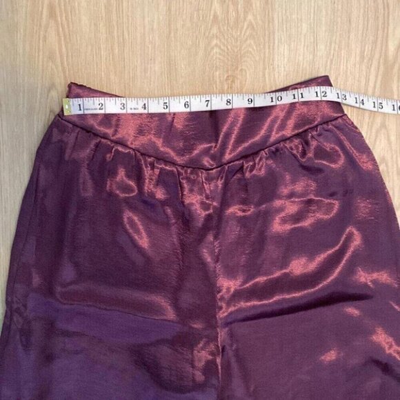 Whimsigoth Satin Ensemble Wide Leg Ruffle Detail Free People Set - Picture 15 of 16